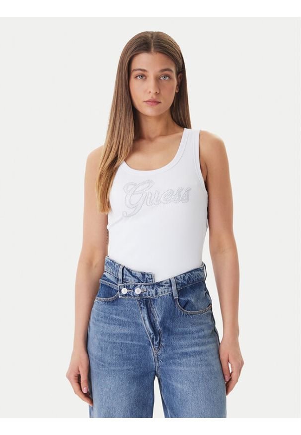 Guess Top W6GP22 K2954 Biały Regular Fit. Kolor: biały. Materiał: syntetyk