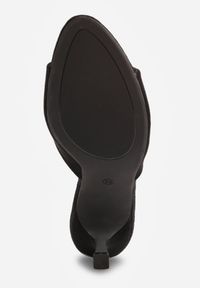 Renee - Czarne Klapki na Szpilce z Imitacji Zamszu z Noskiem Peep Toe Merissaura. Nosek buta: otwarty. Kolor: czarny. Materiał: zamsz. Obcas: na szpilce #2
