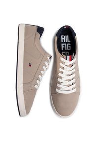 TOMMY HILFIGER - Tommy Hilfiger Tenisówki Iconic Long Lace Sneaker FM0FM01536AEP Beżowy. Kolor: beżowy. Materiał: materiał #6