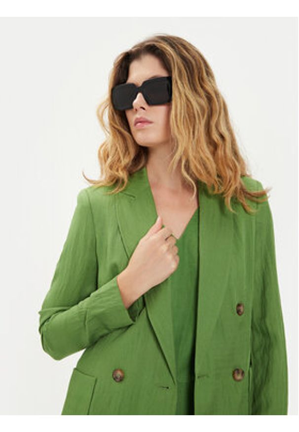 United Colors of Benetton - United Colors Of Benetton Marynarka 27OZDW025 Zielony Regular Fit. Kolor: zielony. Materiał: lyocell, wiskoza