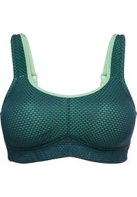 bonprix - Biustonosz sportowy, silny stopień podtrzymywania biustu. Kolor: niebieski. Materiał: skóra, materiał. Rodzaj stanika: wyściełane miseczki, różne sposoby noszenia #1