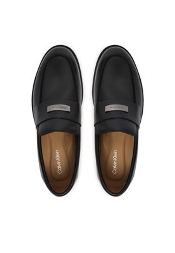 Calvin Klein Półbuty Ess Rubber Loafer Hw Plaq Va Lth HM0HM02177 Czarny. Kolor: czarny. Materiał: skóra