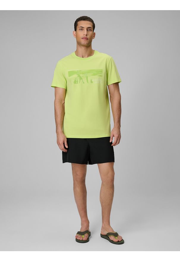 4f - 4F T-shirt reagular z nadrukiem męski - zielony XXL. Okazja: na co dzień. Kolor: zielony. Materiał: materiał, bawełna, dzianina. Wzór: nadruk. Styl: sportowy, klasyczny, casual