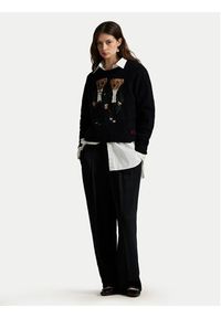 Polo Ralph Lauren Sweter 211978619001 Czarny Relaxed Fit. Typ kołnierza: polo. Kolor: czarny. Materiał: wełna #4