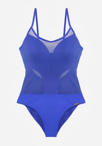 Born2be - Niebieski Strój Kąpielowy Jednoczęściowy z Siateczkowymi Panelami Thelona. Kolor: niebieski #5