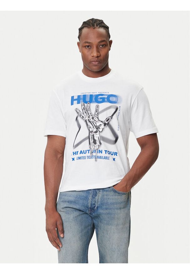 Hugo - HUGO T-Shirt Nopix 50543494 Biały Regular Fit. Kolor: biały. Materiał: bawełna