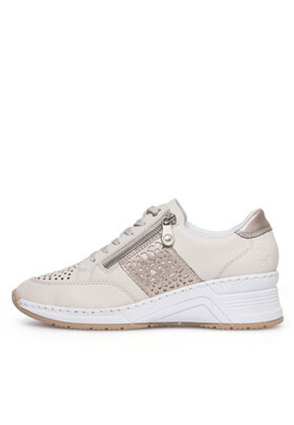 Rieker Sneakersy N4344-60 Écru. Materiał: skóra