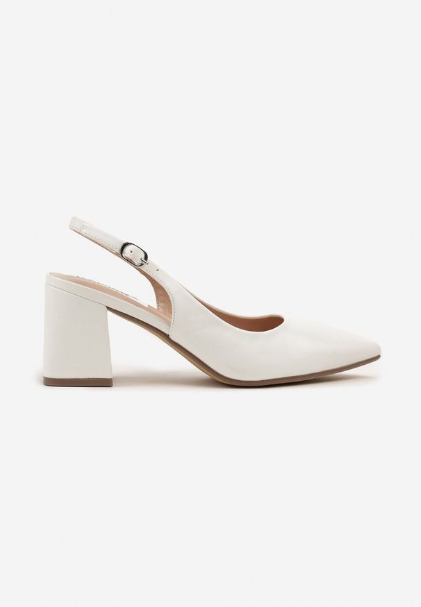 Renee - Białe Sandały Slingback na Słupkowym Obcasie Tenella. Kolor: biały. Sezon: lato, wiosna. Obcas: na obcasie. Styl: elegancki. Wysokość obcasa: średni