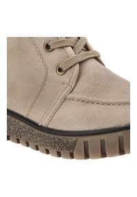 Beżowe Botki Rieker Ocieplane Obuwie Damskie. Okazja: na spacer, na co dzień. Kolor: beżowy. Materiał: skóra ekologiczna. Wzór: kolorowy. Styl: casual, street, klasyczny, elegancki #4