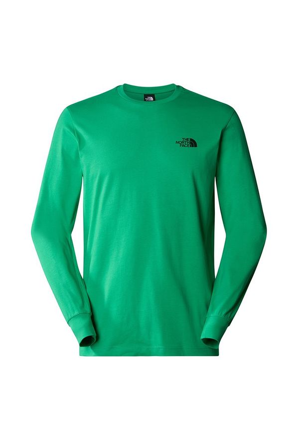 Koszulka The North Face Redbox 0A87NNPO81 - zielona. Kolor: zielony. Materiał: bawełna. Długość rękawa: długi rękaw. Długość: długie. Wzór: ze splotem