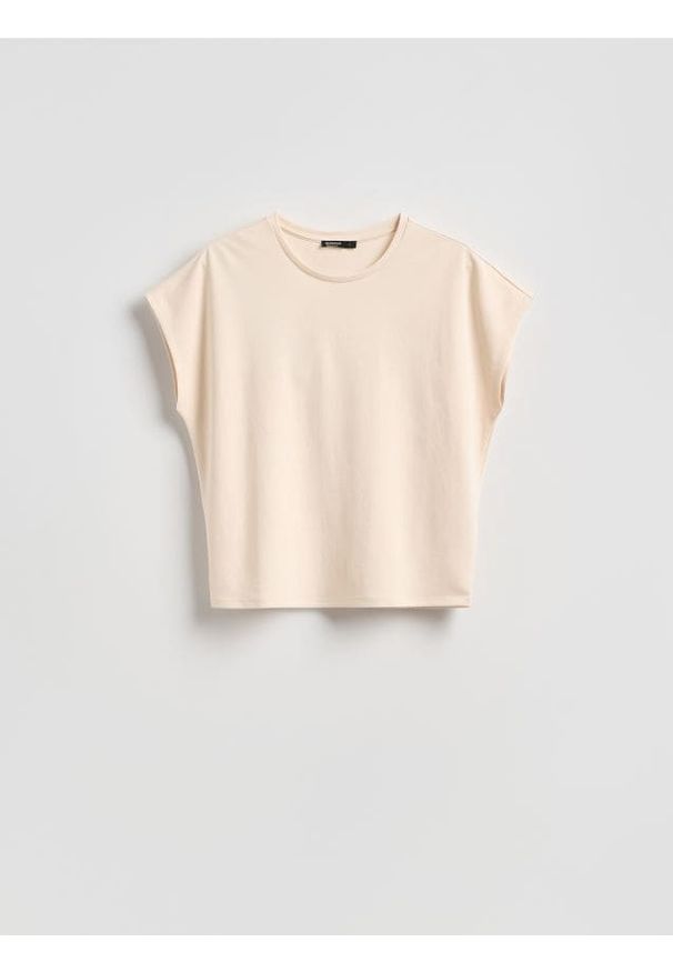 Reserved - T-shirt z modalem - jasnożółty. Kolor: żółty. Materiał: dzianina