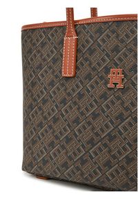 TOMMY HILFIGER - Tommy Hilfiger Torebka Th Monoplay Leather Mini Tote AW0AW17415 Czarny. Kolor: czarny. Materiał: skórzane