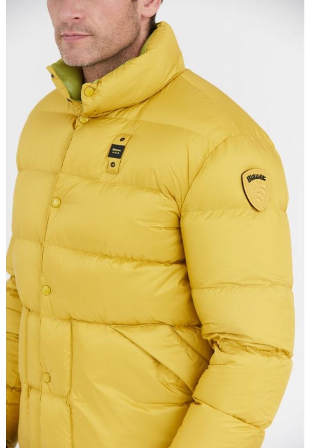 Blauer USA - BLAUER Żółta puchowa kurtka męska FLETCHER, Rozmiar L. Kolor: żółty. Materiał: puch