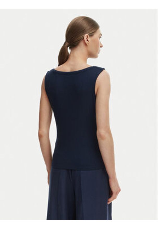 TOMMY HILFIGER - Tommy Hilfiger Top WW0WW47807 Granatowy Slim Fit. Kolor: niebieski. Materiał: wiskoza