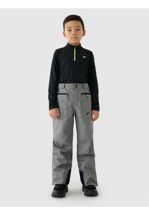 4f - 4F Spodnie narciarskie membrana 8000 chłopięce - szare 122 (6-7 lat). Kolor: szary. Materiał: dzianina, materiał, tkanina. Wzór: gładki. Sezon: lato. Sport: narciarstwo