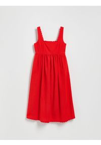 Reserved - Sukienka z dodatkiem lnu - czerwony. Kolor: czerwony. Materiał: len #1