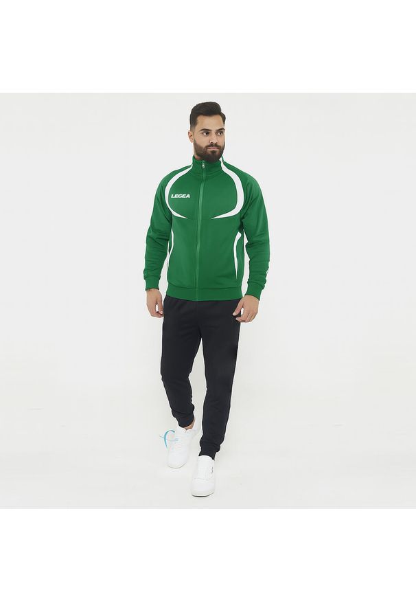 LEGEA - Dres sportowy dziecięcy SINGAPORE BOGOTA rozmiar dziecięcy. Okazja: na uczelnię. Kolor: zielony. Materiał: dresówka. Wzór: haft. Styl: sportowy