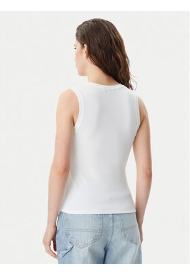 Tommy Jeans Top Essential DW0DW20673 Biały Slim Fit. Kolor: biały. Materiał: bawełna