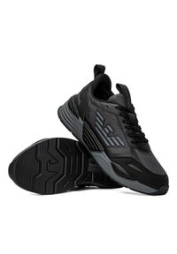 Sneakersy męskie czarne EA7 Emporio Armani X8X070 XK165 Q239. Okazja: do pracy, na spacer, na co dzień. Kolor: czarny. Sport: turystyka piesza