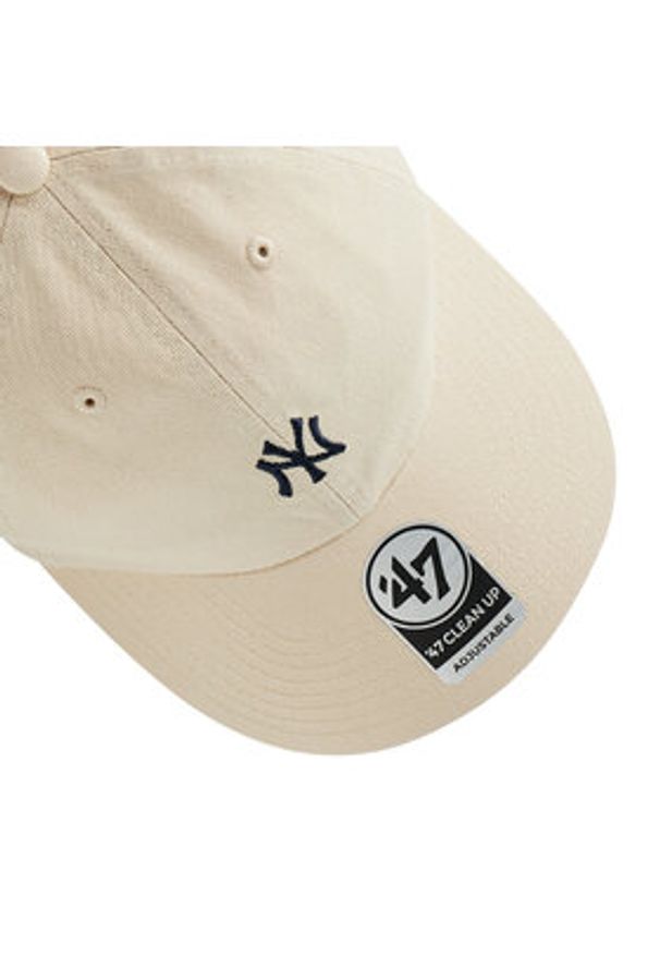47 Brand Czapka z daszkiem New York Yankees MLB Base Runner Clean Up B-BSRNR17GWS-NT Beżowy. Kolor: beżowy. Materiał: materiał