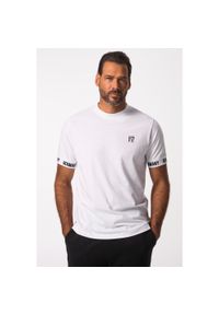 JAY-PI - Męski T-shirt FLEXNAMIC® piłka nożna rękaw 1/2 z nadrukiem Germany. Kolekcja: plus size. Kolor: biały. Materiał: materiał, poliester, bawełna. Wzór: nadruk. Sport: piłka nożna