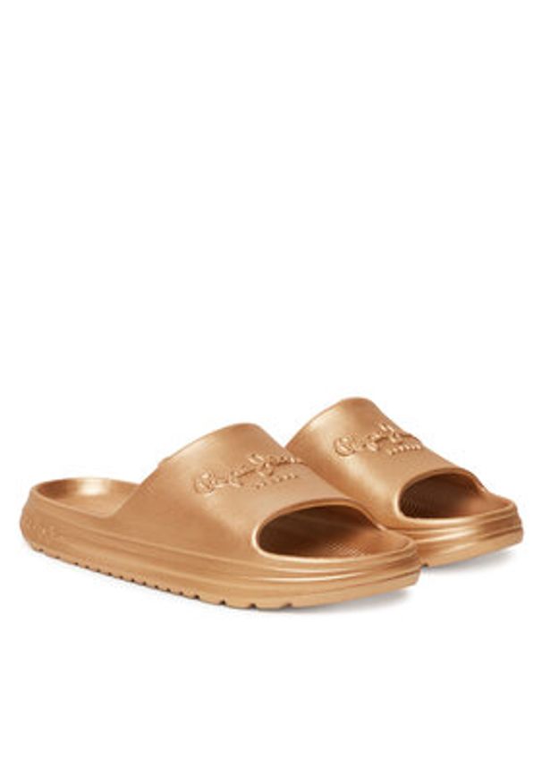 Pepe Jeans Klapki Beach Slidemet PLS70165 Złoty. Kolor: złoty
