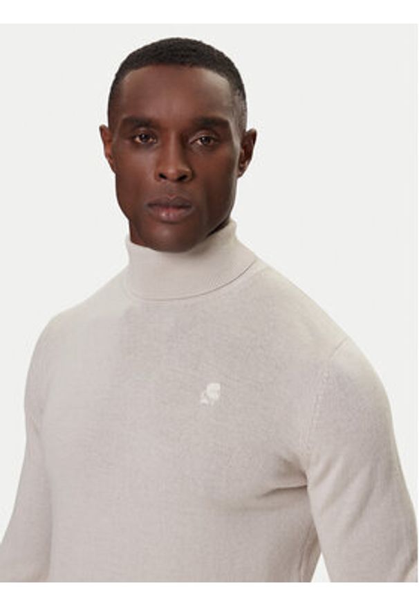 Karl Lagerfeld - KARL LAGERFELD Golf 655058 554399 Beżowy Regular Fit. Typ kołnierza: golf. Kolor: beżowy. Materiał: wełna
