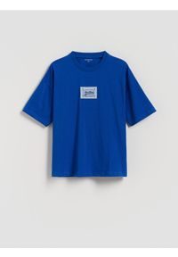 Reserved - T-shirt z naszywką - niebieski. Kolor: niebieski. Materiał: bawełna, dzianina. Wzór: aplikacja
