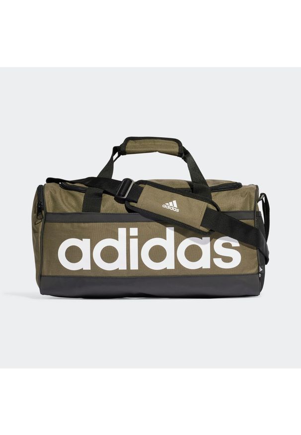 Adidas - Essentials Linear Duffel Bag Medium. Kolor: wielokolorowy, czarny, zielony. Materiał: materiał