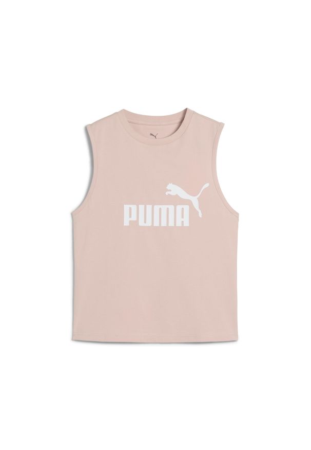 Puma - Damska wąska koszulka bez rękawów z logo No. 1 ESS PUMA Rose Quartz Pink. Kolor: różowy. Materiał: guma. Długość rękawa: bez rękawów. Wzór: nadruk. Sport: bieganie