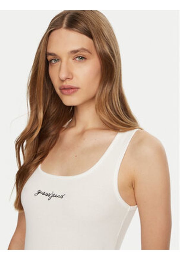 Guess Top W5RP48 KA0H1 Biały Regular Fit. Kolor: biały. Materiał: bawełna