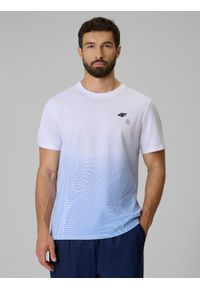4f - 4F T-shirt regular z nadrukiem męski - niebieski M. Okazja: na co dzień. Kolor: niebieski. Materiał: materiał. Wzór: nadruk. Styl: casual, sportowy #1