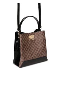 Kazar - Średniej wielkości torebka w monogramy KAZAR. Kolor: brązowy. Materiał: lakierowane, skórzane. Styl: elegancki #2