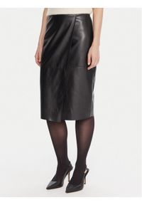 KAOS Spódnica z imitacji skóry RI1LE012 Czarny Regular Fit. Kolor: czarny. Materiał: syntetyk #1