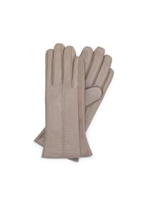 Wittchen - Damskie rękawiczki skórzane z zamszowymi wstawkami beżowe. Kolor: beżowy. Materiał: skóra. Styl: klasyczny #1
