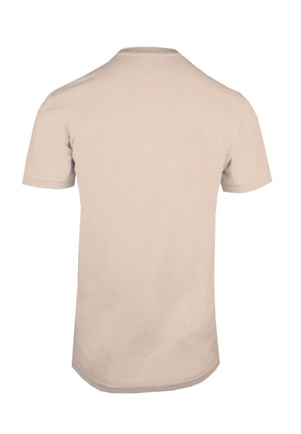 Męski T-Shirt (Koszulka) z Dekoltem na Guziki - Pako Jeans - Beżowy. Okazja: na co dzień. Kolor: brązowy, wielokolorowy, beżowy. Materiał: bawełna. Styl: casual