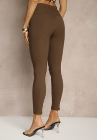 Renee - Brązowe Spodnie Skinny High Waist Kolanira. Okazja: na co dzień. Stan: podwyższony. Kolor: brązowy. Styl: sportowy, casual #5