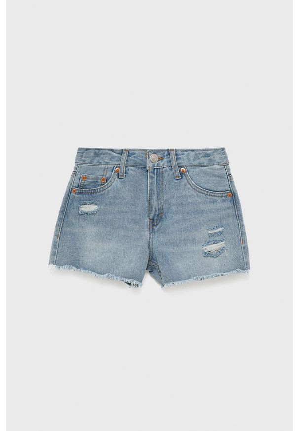 Levi's® - Levi's szorty jeansowe dziecięce gładkie regulowana talia. Okazja: na co dzień, na spotkanie biznesowe. Kolor: niebieski. Materiał: jeans. Wzór: gładki. Styl: biznesowy, casual
