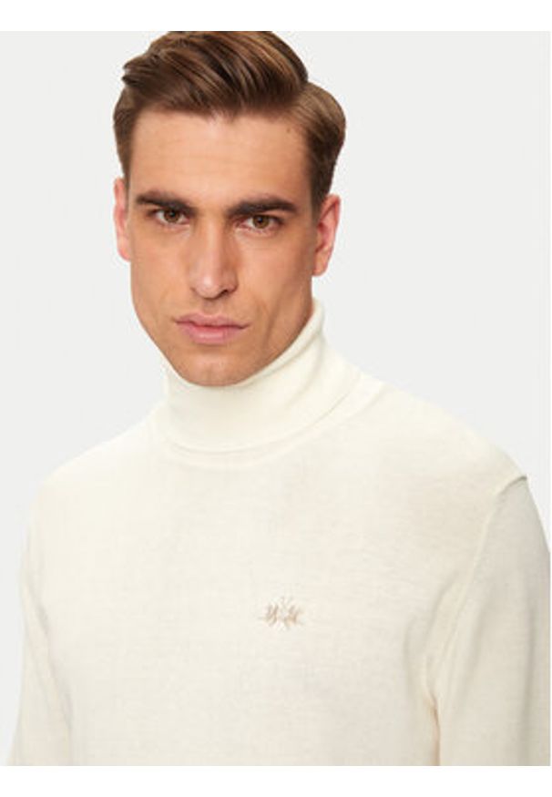 La Martina Golf ZMS019 YW091 Écru Regular Fit. Typ kołnierza: golf. Materiał: bawełna