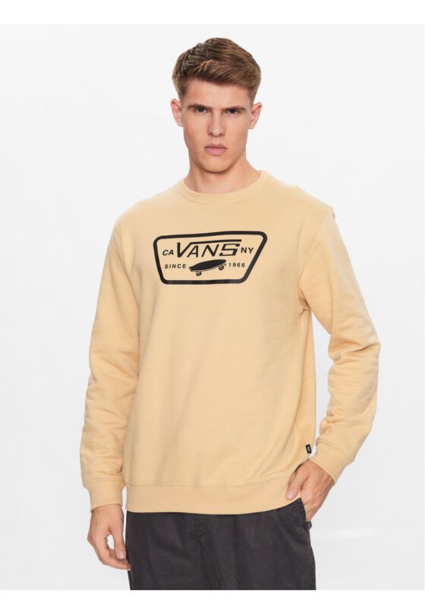 Vans Bluza Mn Full Patch Crew Ii VN0A45CI Beżowy Classic Fit. Kolor: beżowy. Materiał: bawełna