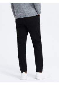 Ombre Clothing - Męskie spodnie chino o dopasowanym kroju - czarne V1 OM-PACP-0151 - XXL. Okazja: na co dzień. Kolor: czarny. Materiał: tkanina, elastan, materiał, bawełna. Styl: casual #5