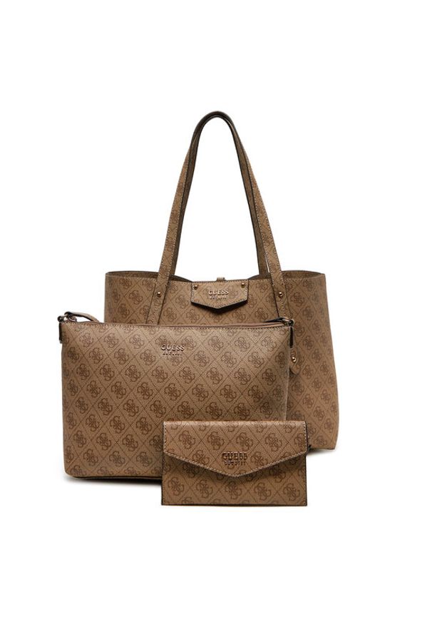 Guess Torebka Brenton Tote HWEBG8 39023 Brązowy. Kolor: brązowy. Materiał: skórzane