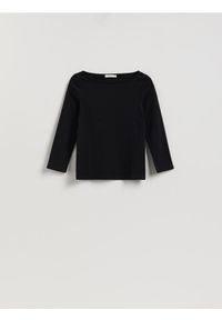 Reserved - Bawełniany longsleeve - czarny. Kolor: czarny. Materiał: bawełna. Długość rękawa: długi rękaw