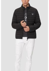 Guess - GUESS Czarna kurtka męska Lauper Padded Jacket. Okazja: na co dzień. Kolor: czarny. Materiał: materiał. Styl: casual, elegancki