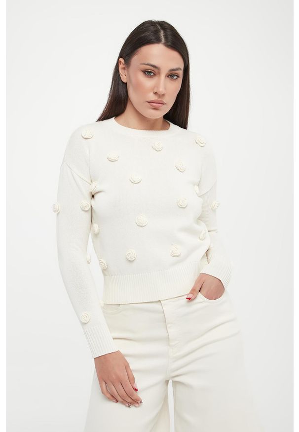 Marella - Sweter damski z różami Euforico MARELLA MONOCHROME. Kolor: różowy
