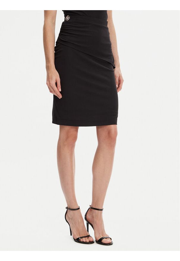 Guess Spódnica mini W5YD64 KAQL2 Czarny Regular Fit. Kolor: czarny. Materiał: wiskoza