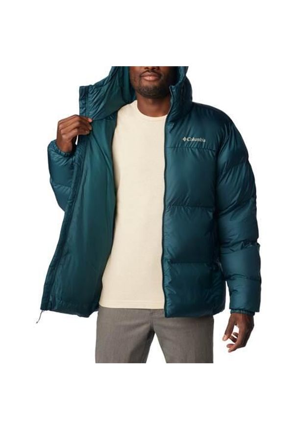 columbia - Kurtka Puchowa Columbia Puffect Hooded Jacket Męska Zimowa. Typ kołnierza: kaptur. Kolor: niebieski. Materiał: syntetyk, puch. Sezon: zima