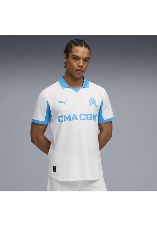 Puma - Męska koszulka domowa authentic PUMA Olympique Marsylia 25/26. Kolor: niebieski, wielokolorowy, biały. Sport: piłka nożna