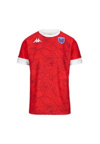 Kappa - Zewnętrzny T-shirt FC Grenoble Rugby 2024/25. Kolor: czerwony, biały, wielokolorowy