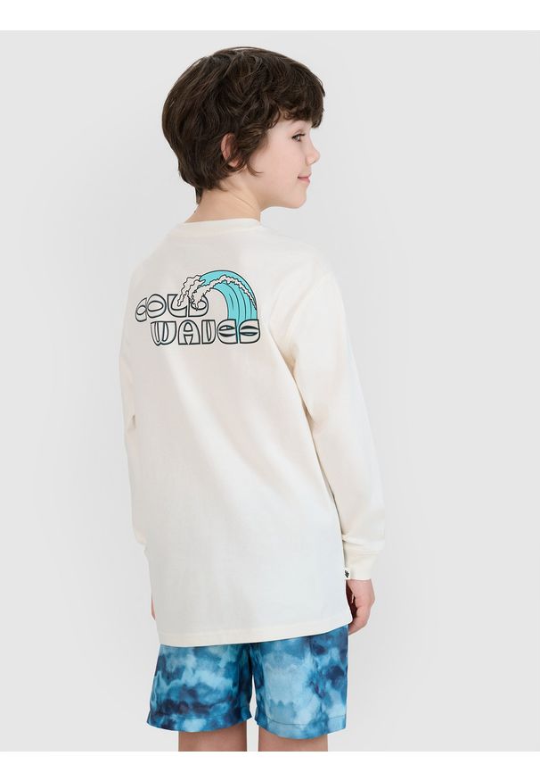 4f - 4F Longsleeve oversize z nadrukiem chłopięcy - biały 140 (9-10 lat). Okazja: na co dzień. Kolor: biały. Materiał: jersey, bawełna, dzianina. Długość rękawa: długi rękaw. Długość: długie. Wzór: nadruk. Sezon: lato. Styl: casual, klasyczny, sportowy